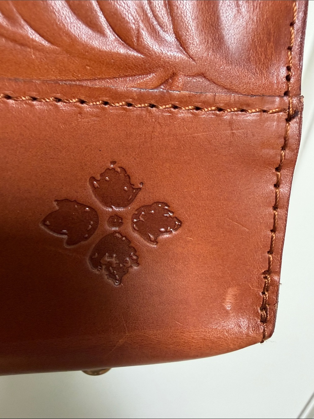 NWT Patricia Nash tote Toscana gold cognac tooled leather western classic tooled - Picture 6 of 15